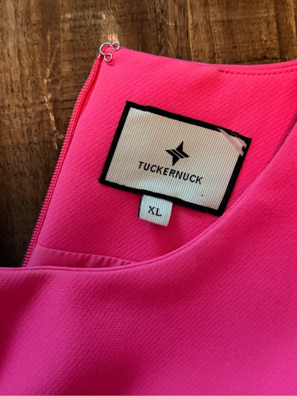 Tuckernuck Mod Ellie Hot Pink Feather Cuff Shift Dress - Picture 8 of 9